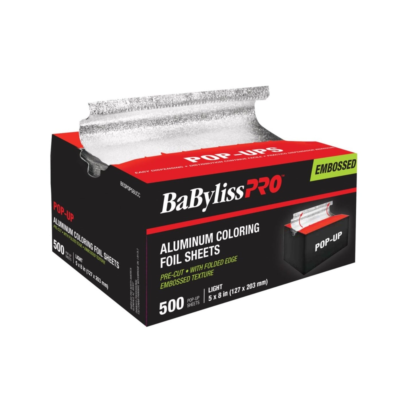 BaBylissPRO Aluminum Coloring Foil Light Sheets POP-UPS, 5x8 inch, 500/box