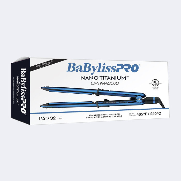 BABYLISSPRO 1-1/4" Optima Stainless Steel Flat Iron - Midnight Blue BABSSMB3000TC