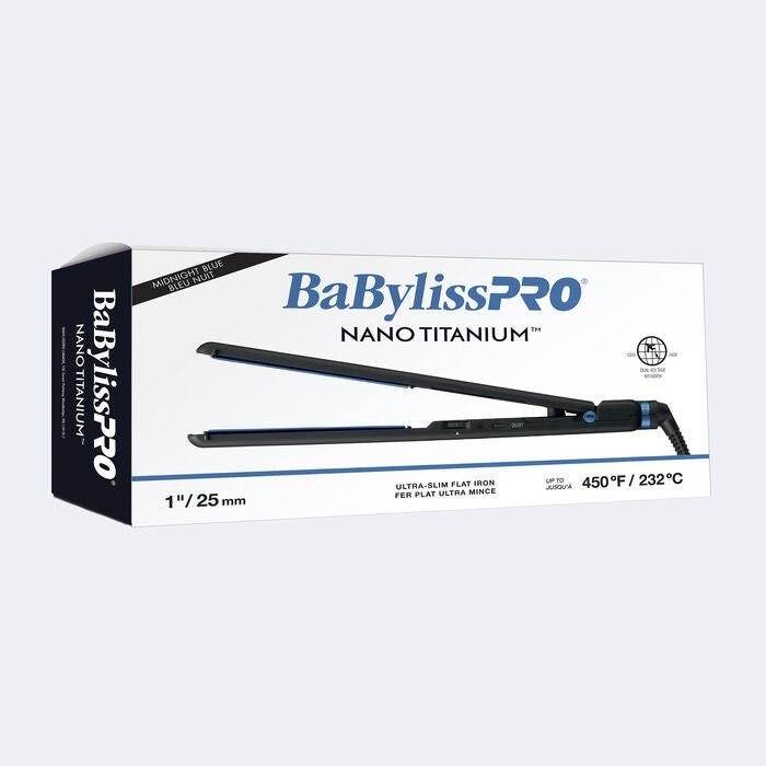 BABYLISSPRO Nano Titanium Ultra Slim 1" Flat Iron - Midnight Blue