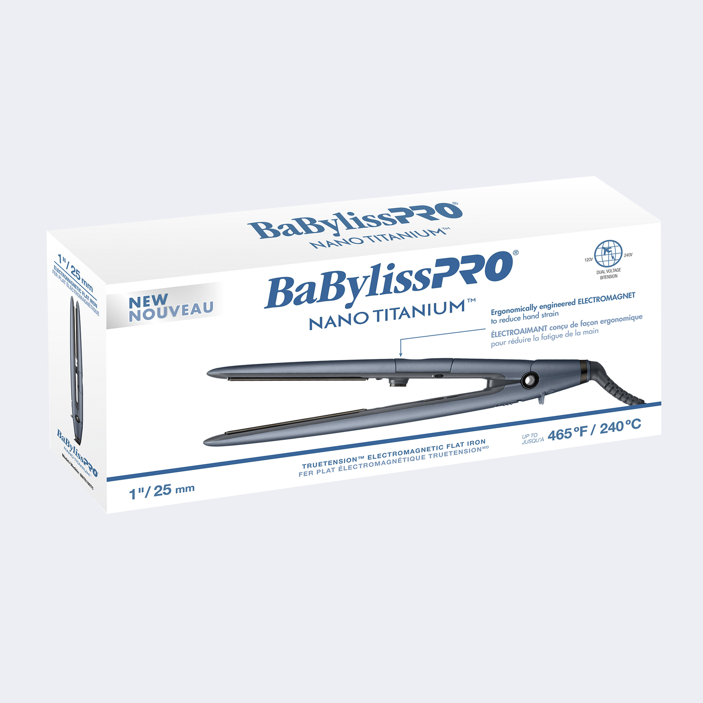 BaBylissPRO Nano Titanium 1" TrueTension Electromagnetic Flat Iron