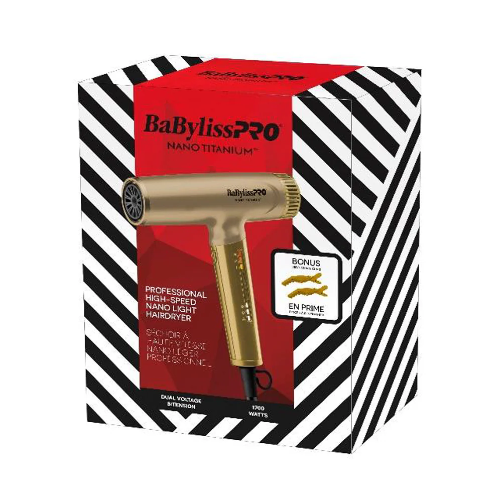 BaBylissPRO Metalix Nano Titanium High-Speed Nano Light Hairdryer - GOLD - BNTC9200MHC