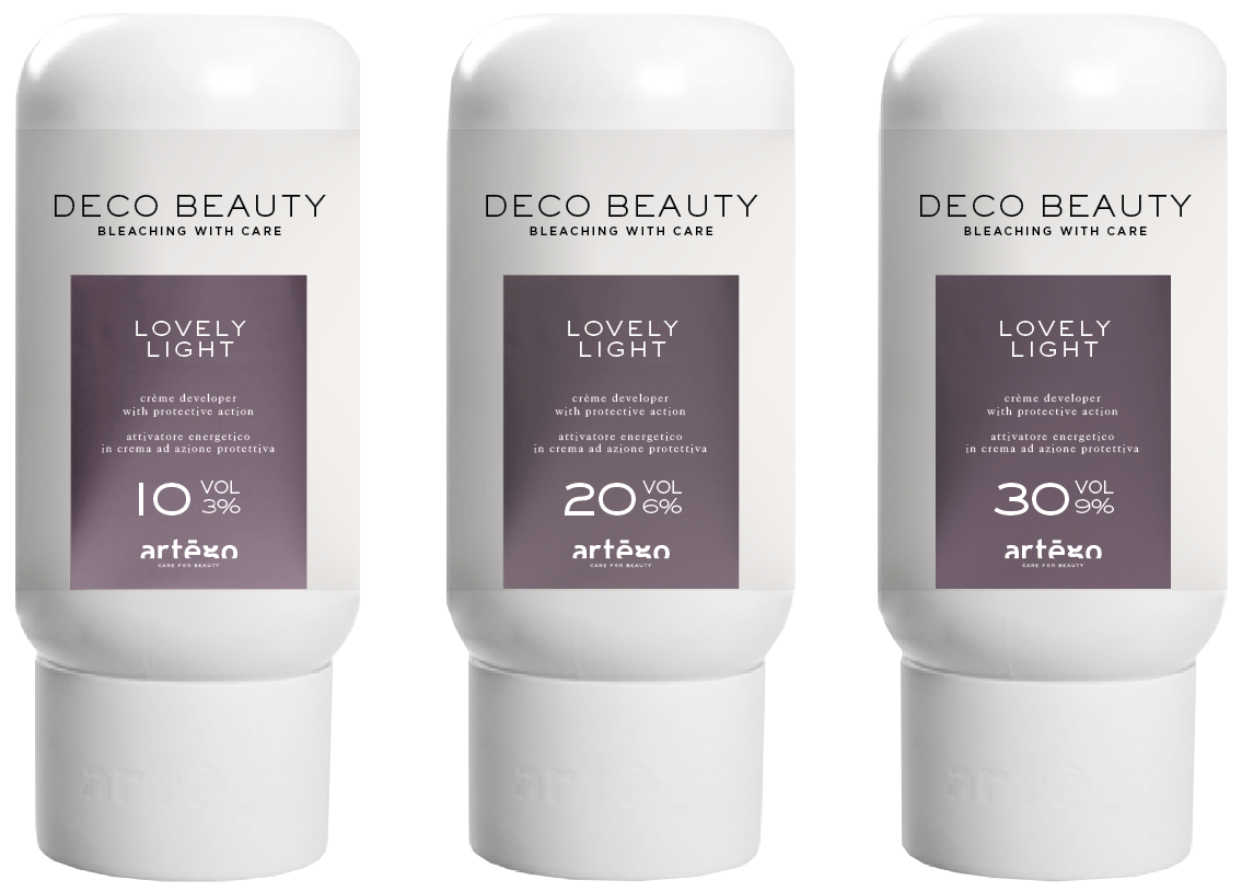 Artego Deco Beauty Lovely Light Creme Developer 10 20 30 Volume Hair Developer Bottles