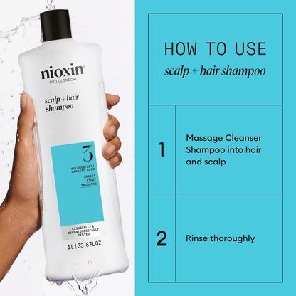 NIOXIN System 3 Scalp + Hair Shampoo for Colored/Dry/Damaged Hair