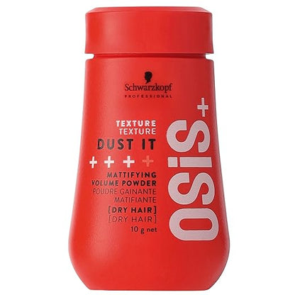 Schwarzkopf OSiS+ Dust It Mattifying Powder | 24 Hour Volume Control | Strong Hold Lightweight Volumizing Powder | Texturizing Powder Root Lifter For Fine Hair