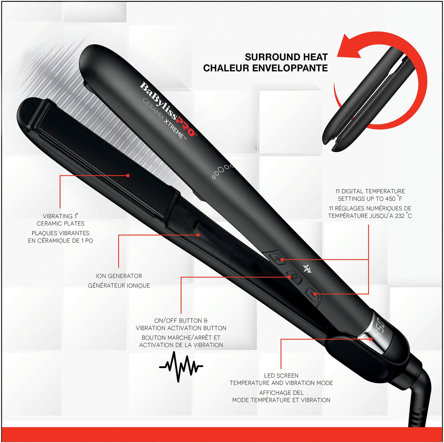 BaBylissPRO Ceramix Xtreme 1” Vibrating Flat Iron
