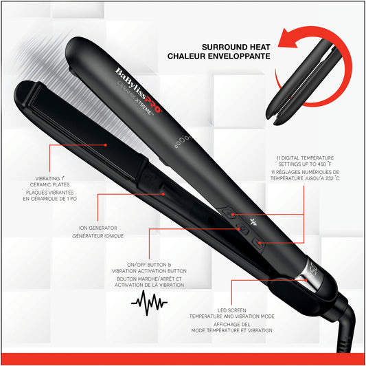 BaBylissPRO® Ceramix Xtreme™ 1" Vibrating Ceramic Flat Iron