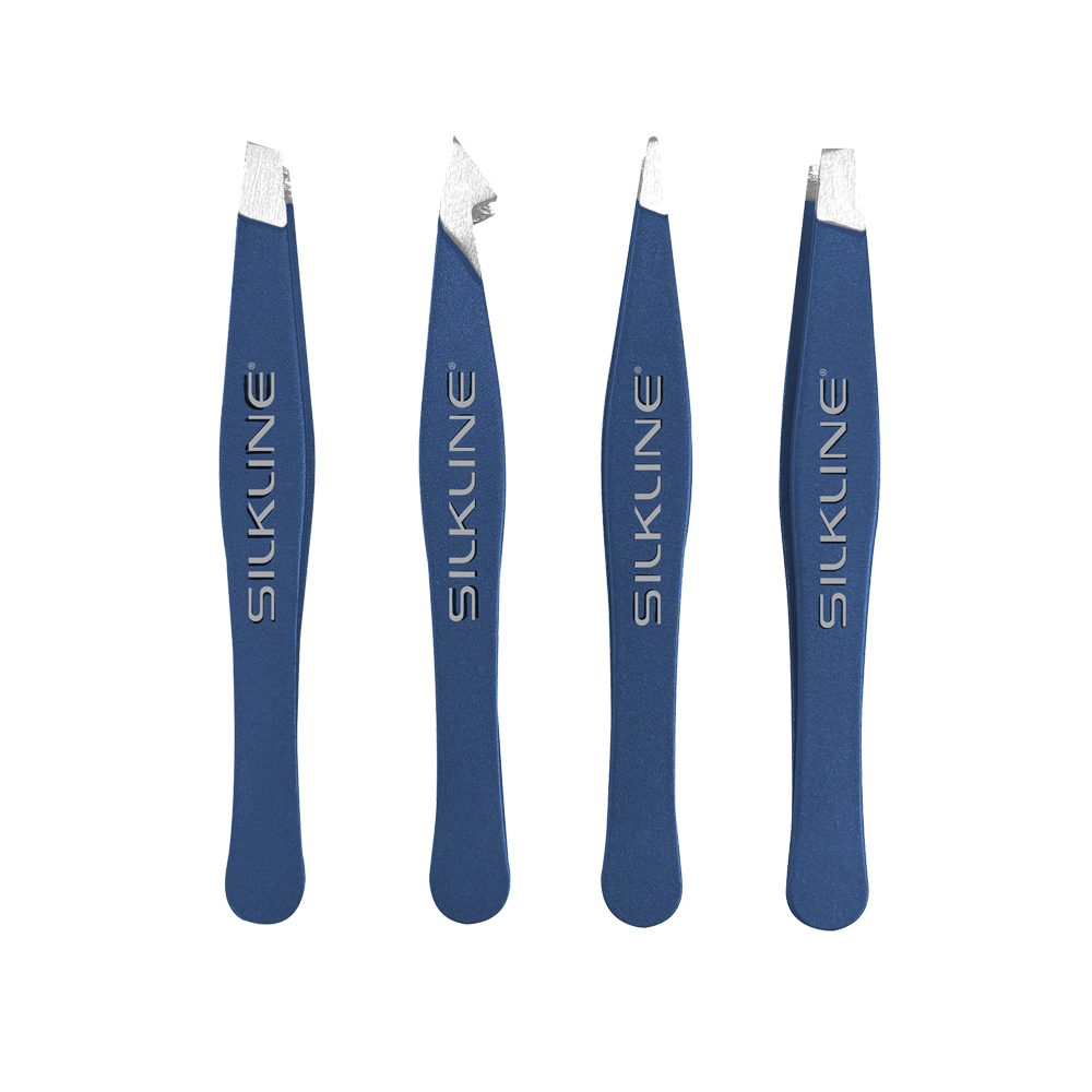 SILKLINE Professional Mini Tweezers Set – 4-Piece Twilight Limited Edition