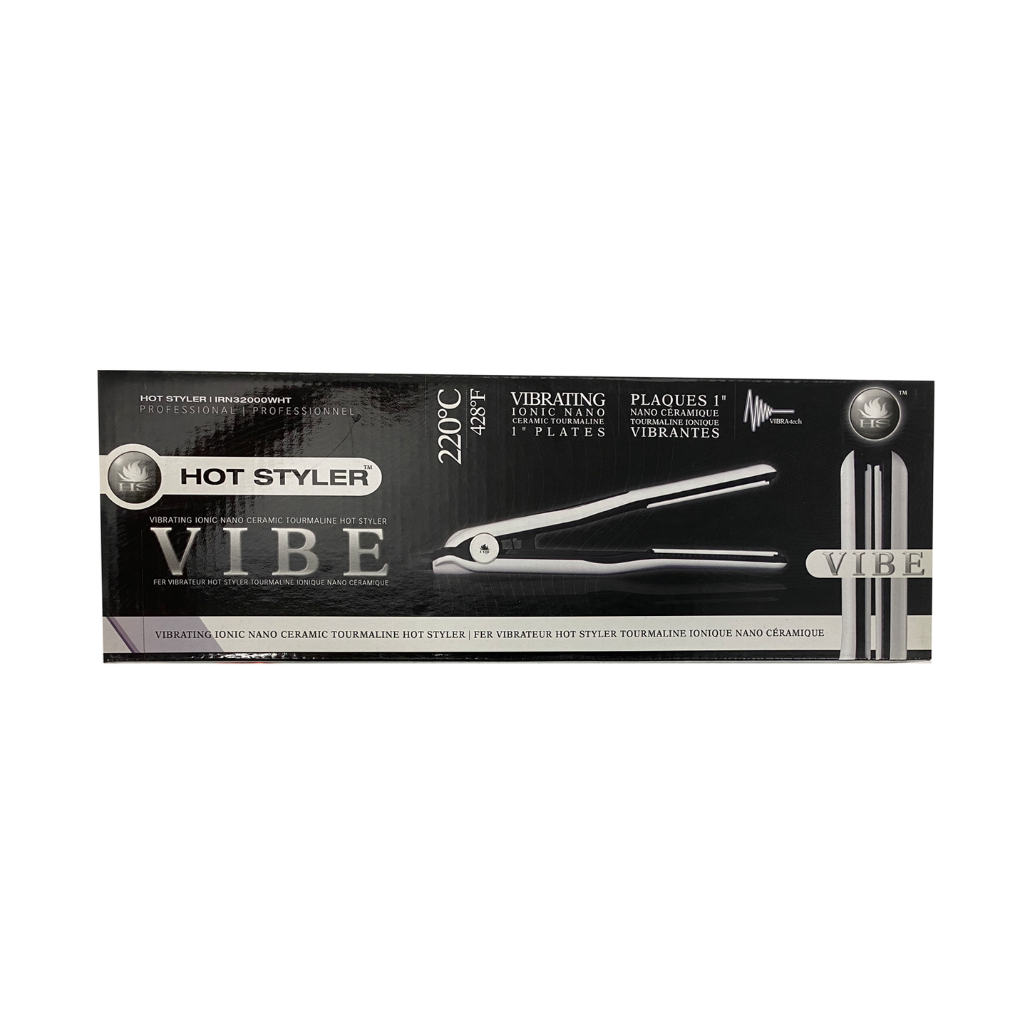 Hot Styler VIBE vibrating ionic nano ceramic tourmaline flat iron with 1 inch plates